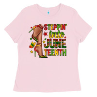 Bubblegum Pink steppin into juneteenth Ladies Tee - Zillion Design Studio