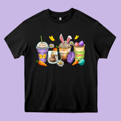 Easter Day Coffee Cups Heavy Core Tee Designed By Zillion Design Studio