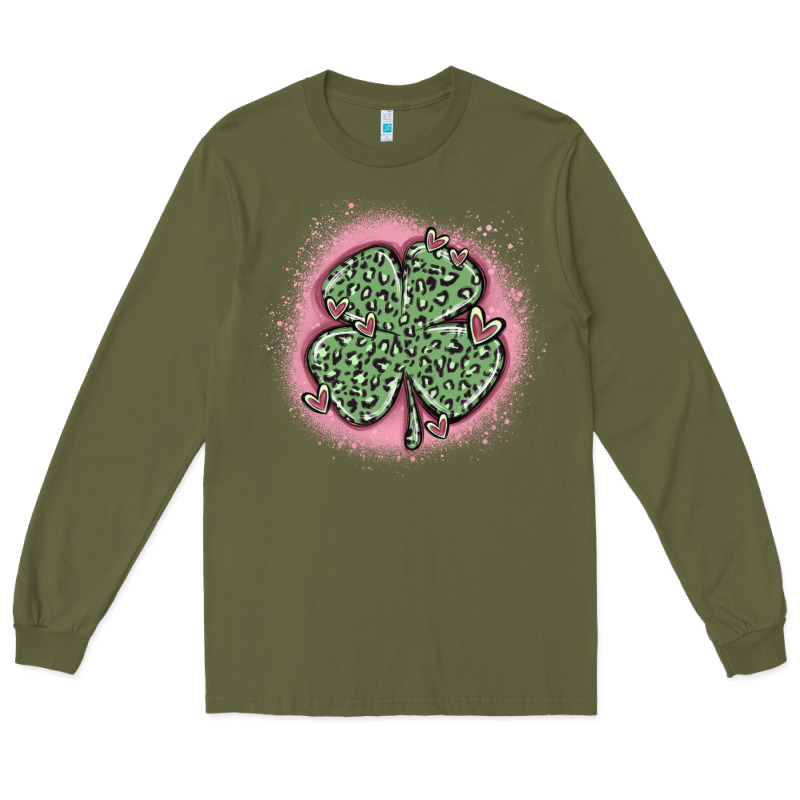 Leopard Shamrocks With Hearts Long Sleeve Tee by MaliasSmallBusiness | Teevron
