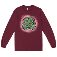 Burgundy leopard shamrocks with hearts Long Sleeve Tee - MaliasSmallBusiness