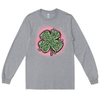 Heather Grey leopard shamrocks with hearts Long Sleeve Tee - MaliasSmallBusiness