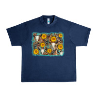 Navy cow skull sunflower background Urban Heavy Tee - AdoDesignShop
