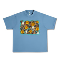 Pebble Blue cow skull sunflower background Urban Heavy Tee - AdoDesignShop