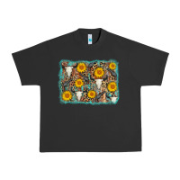 Pigment Black cow skull sunflower background Urban Heavy Tee - AdoDesignShop