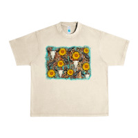 Sandshell cow skull sunflower background Urban Heavy Tee - AdoDesignShop