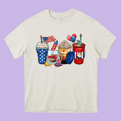4th Of July Coffee Cups Heavy Core Tee Designed By Zillion Design Studio