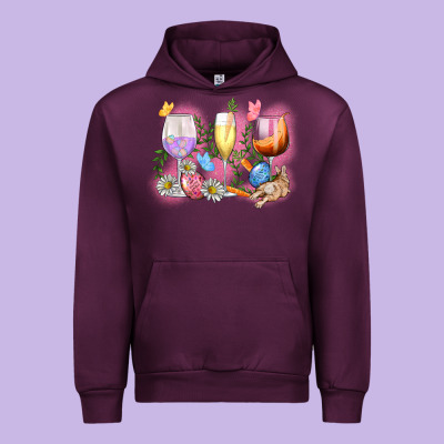 Easter Wine Glasses  Easter Day Urban Hoodie Designed By Cowgirlartshop