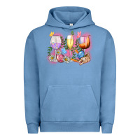 Pigment Pebble Blue Easter wine glasses  Easter Day Urban Hoodie - CowGirlArtShop