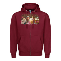 Burgundy Hair Dresser Coffee Cups Zipper Hoodie - MaliasSmallBusiness