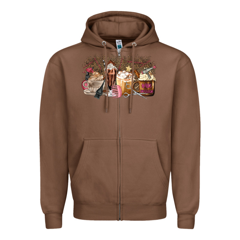 Hair Dresser Coffee Cups Zipper Hoodie by MaliasSmallBusiness | Teevron