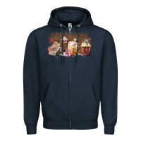 Navy Hair Dresser Coffee Cups Zipper Hoodie - MaliasSmallBusiness