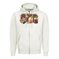 Oatmeal Heather Hair Dresser Coffee Cups Zipper Hoodie - MaliasSmallBusiness