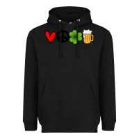 Black Funny St Patricks Day Love Peace Clover and Beer Heavyweight Hoodie - Bettercallsaul