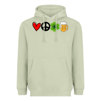 Matcha Funny St Patricks Day Love Peace Clover and Beer Heavyweight Hoodie - Bettercallsaul