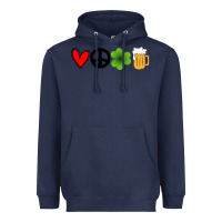 Navy Funny St Patricks Day Love Peace Clover and Beer Heavyweight Hoodie - Bettercallsaul