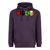 Plum Funny St Patricks Day Love Peace Clover and Beer Heavyweight Hoodie - Bettercallsaul