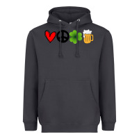 Smoke Funny St Patricks Day Love Peace Clover and Beer Heavyweight Hoodie - Bettercallsaul