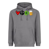 Storm Funny St Patricks Day Love Peace Clover and Beer Heavyweight Hoodie - Bettercallsaul