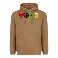 Toasted Coconut Funny St Patricks Day Love Peace Clover and Beer Heavyweight Hoodie - Bettercallsaul