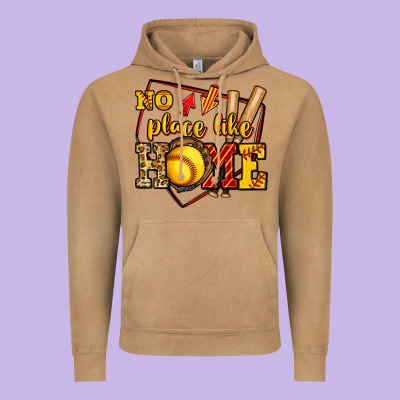 No Place Like Home Softball Vintage Hoodie Designed By Jasminsmagicworld