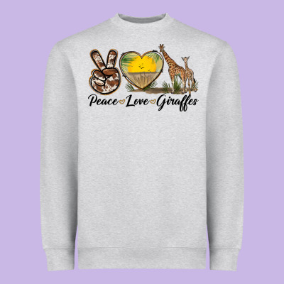 Peace Love Giraffes Heavyweight Sweatshirt Designed By Lillyallendesigns