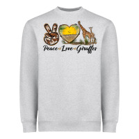 Heather Grey Peace Love Giraffes Heavyweight Sweatshirt - LillyAllenDesigns