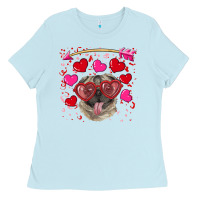 Baby Blue valentine's day  pug Ladies Tee - RanaPortraitStore