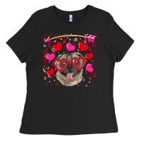 Black valentine's day  pug Ladies Tee - RanaPortraitStore