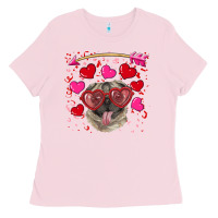 Bubblegum Pink valentine's day  pug Ladies Tee - RanaPortraitStore