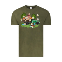 Vintage Olive easter truck with bunny Vintage Tee - AdoDesignShop
