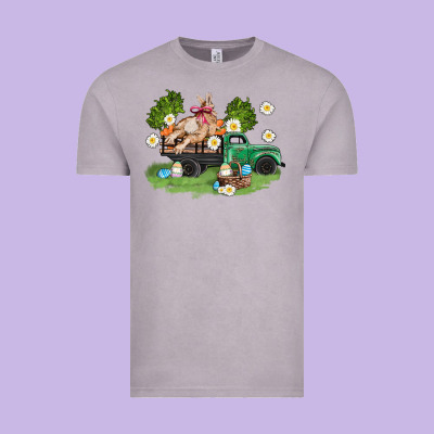 Easter Truck With Bunny Vintage Tee Designed By Adodesignshop