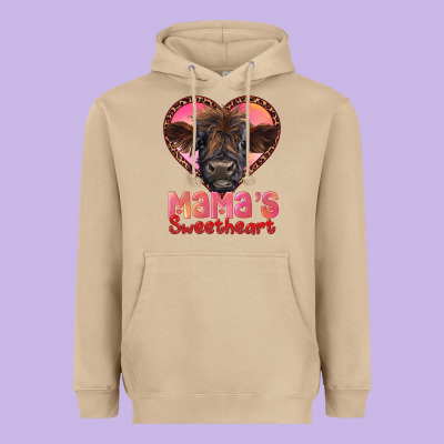 Mama's Sweetheart Highland Calf Heavyweight Hoodie Designed By Ranaportraitstore