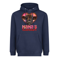 Navy mama's sweetheart highland calf Heavyweight Hoodie - RanaPortraitStore