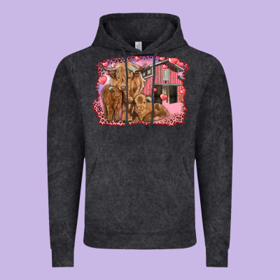 Valentines Day Mama Cow And Baby Cows Vintage Hoodie Designed By Ranaportraitstore