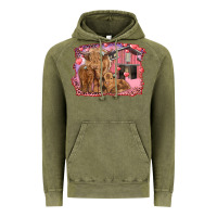 Vintage Olive valentines day mama cow and baby cows Vintage Hoodie - RanaPortraitStore