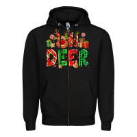 Black Oh deer Reindeer Zipper Hoodie - NancyCooperArtShop