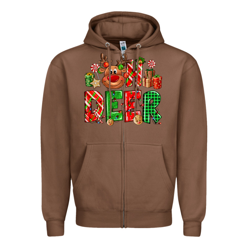 Oh Deer Reindeer Zipper Hoodie by NancyCooperArtShop | Teevron