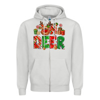 Dove Grey Oh deer Reindeer Zipper Hoodie - NancyCooperArtShop