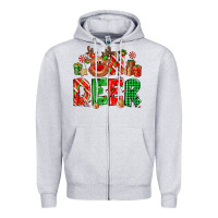 Heather Grey Oh deer Reindeer Zipper Hoodie - NancyCooperArtShop