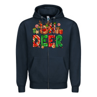 Navy Oh deer Reindeer Zipper Hoodie - NancyCooperArtShop