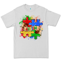 Dove Grey autism puzzle pieces Premium Tee - Zillion Design Studio