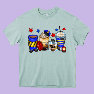 Police Coffee Cups Heavy Core Tee Designed By Zillion Design Studio
