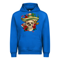 Cobalt Di de los muertos with roses Mexico Urban Hoodie - HowdyJamesFarm