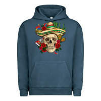 Pigment Midnight Navy Di de los muertos with roses Mexico Urban Hoodie - HowdyJamesFarm