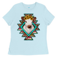 Baby Blue heifer cowhide aztec Ladies Tee - JahusDesignShop
