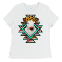 White heifer cowhide aztec Ladies Tee - JahusDesignShop
