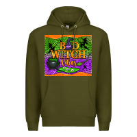 Army Green bad witch vibes Premium Hoodie - NancyCooperArtShop