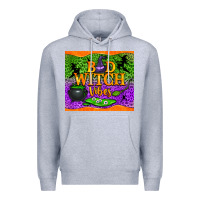 Heather Grey bad witch vibes Premium Hoodie - NancyCooperArtShop