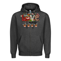 Charcoal Heather love christmas Zipper Hoodie - MaliasSmallBusiness