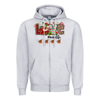 Heather Grey love christmas Zipper Hoodie - MaliasSmallBusiness